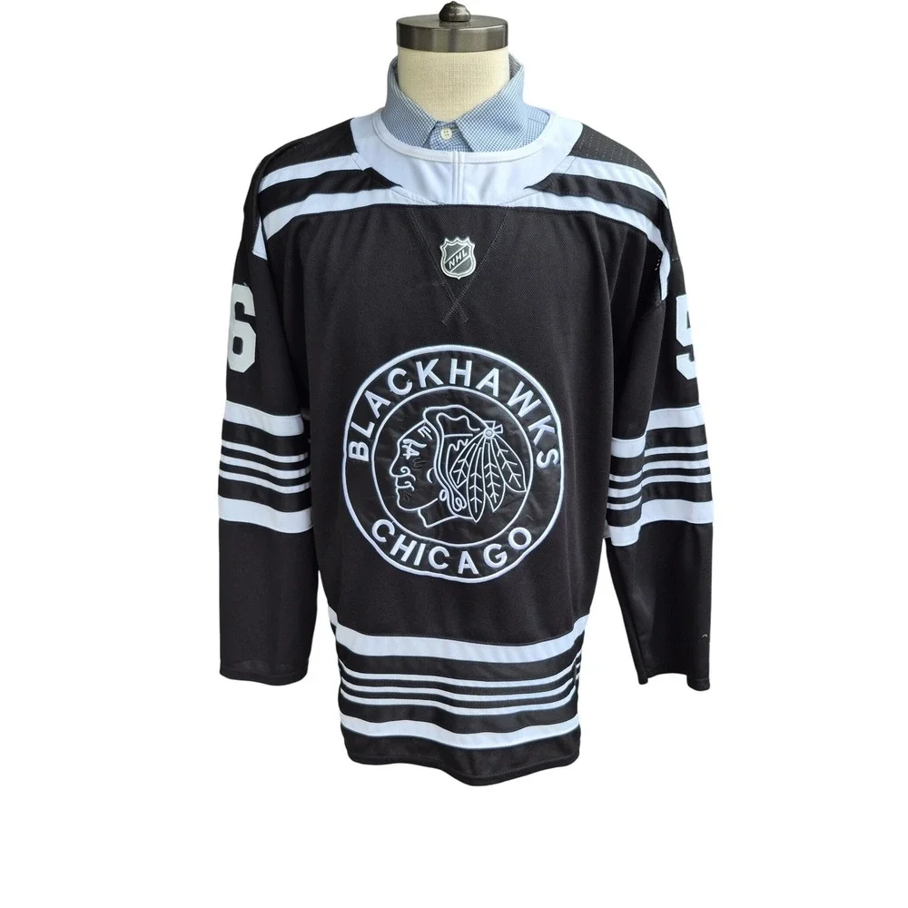 Chicago Blackhawks NHL Jersey Black White 2019 Gustafsson Winter Classic Mens 56